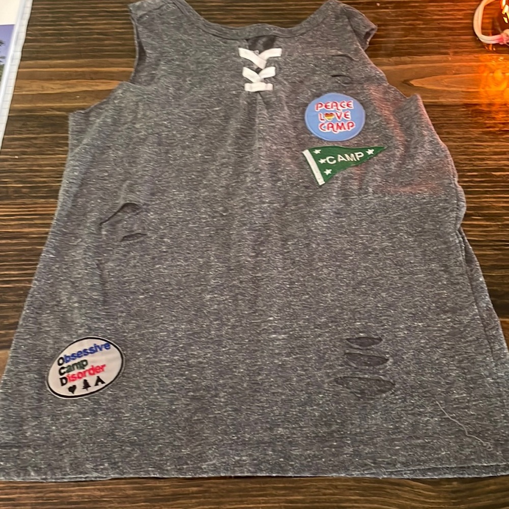 Gray camp tank top